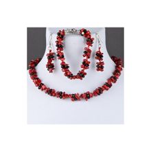 Бусики-Колечки Комплект Коралл, хрусталь "Панночка" арт. КМП175