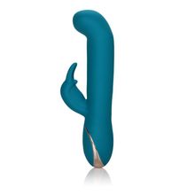 California Exotic Novelties Бирюзовый вибратор с изогнутой головкой Jack Rabbit Signature Silicone Rocking  G  Rabbit - 20 см.