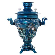 Электрический самовар в наборе 3 литра с художественной росписью "Морской пейзаж" с автоматическим отключением при закипании, арт. 130259к