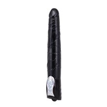 Чёрный вибромассажер Long John Realistic Thrusting Vibrator с функцией толкания - 20 см. Черный