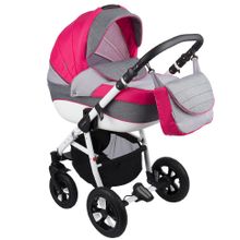 Коляска Adamex NEONEX т.серый+розовый+св.серый