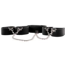 Shots Media BV Чёрный двусторонний комплект для бандажа Reversible Collar   Wrist   Ankle Cuffs