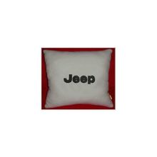  Подушка Jeep белая с черной вышивкой