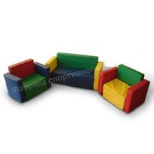 Игровая мебель разборная Уют диван 1х0,4хh0,5м 2 кресла 0,45х0,4хh0,5м, ФСИ
