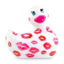 Белый вибратор-уточка I Rub My Duckie 2.0 Romance с розовым принтом (белый с розовым)