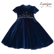 Leya.me Платье синее бархатное, расшитое жемчугом PR-030