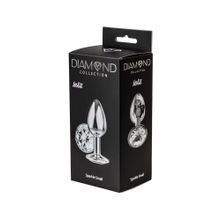 Малая серебристая анальная пробка Diamond Clear Sparkle Small с прозрачным кристаллом - 7 см. (93790)