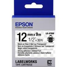 EPSON LK-4TBW картридж с лентой повышенной адгезии 12 мм, чёрный шрифт на прозрачном фоне