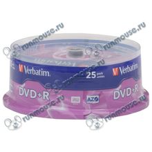 Диск DVD+R 4.7ГБ 16x Verbatim "43500", пласт.коробка, на шпинделе (25шт. уп.) [45654]