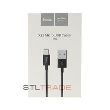 Data кабель USB HOCO X23 micro usb, 1 метр, черный