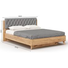 Алмаз. Любимый дом Марта-2 Кровать 1600 (с КО и мягкой накладкой, каретная стежка Capri 24) (Дуб Золотой Серый)