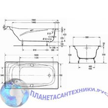 E2903 Jacob Delafon REPOS 180x85 с отверстиями для ручек