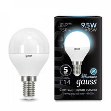Gauss Лампа светодиодная Gauss E14 9.5W 4100K матовая 105101210 ID - 234531