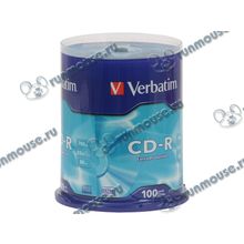 Диск CD-R 700МБ 52x Verbatim "43411", пласт.коробка, на шпинделе (100шт. уп.) [43851]