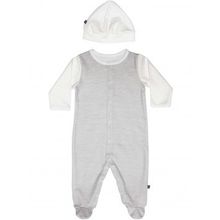 Kiddy bird комбинезон и шапочка серые точки полоски