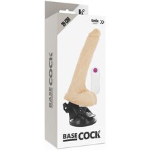 DreamLove Телесный вибратор на мощной присоске Basecock Realistic Vibrator Remote Control - 19 см. (телесный)