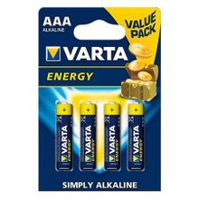 Батарейка AAA VARTA LR03 4BL Energy, щелочная, 4 шт, в блистере (4103-213)