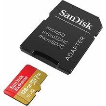 Sandisk Карта памяти SanDisk Extreme microSDXC Class 10 UHS Class 3 V30 A2 160MB s 128GB + SD adapter