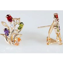 Серьги с mix фианитом "Райские ягоды"