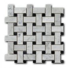 Мозаика из натурального камня Art&Natura Marble Mosaic Basket Weave (Bianco Carrara + Nero Marquina) (плитка 30x60 + 15x15 мм), лист 305x305 мм (0,47 м2 упак)