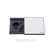 Розетка Evoline Square80 220+USB-зарядное c RJ45 нержавейка (927.00.031)