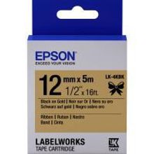 EPSON LK-4KBK картридж с сатиновой лентой 12 мм, чёрный шрифт на золотом фоне