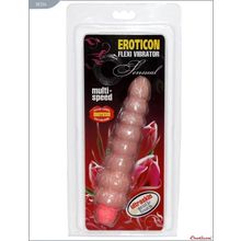 Eroticon Телесный гнущийся вибратор ребристой формы - 18,2 см.