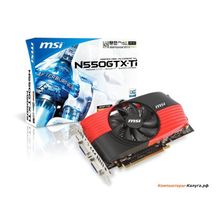 Видеокарта 1Gb &lt;PCI-E&gt; MSI N550GTX-Ti-M2D1GD5 OC с CUDA &lt;GFN550Ti, GDDR5, 192 bit, HDCP, 2*DVI, mini HDMI, Retail&gt;