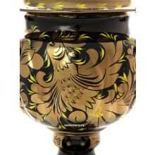 Электрический самовар 3 литра с росписью "Золотые цветы на черном фоне", 110 Вт (для заграницы) с автоматическим отключением при закипании, арт. 140408з