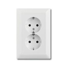 ABB Розетка двойная ABB Basic55 Schuko с з 16A 250V безвинтовой зажим альпийский белый 2CKA002014A1462 ID - 239011