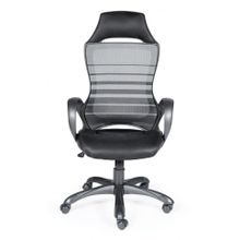Кресло офисное Реноме черный пластик черная ткань черно-серая полоска