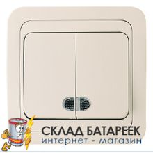 Выключатель MAKEL MIMOZA 2 кл с подс. 25023 Кремовый BL1