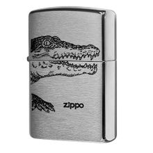 Зажигалка серебристая матовая Zippo Alligator с покрытием Brushed Chrome