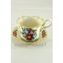 Чайная пара "Колокольчик"  в цвете. Гжельский фарфор. арт. 5025