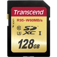 Карта Памяти SD 128Gb Transcend SDXC Class 10 UHS-I U3 TS128GSDU3 95 