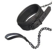 Dream Toys Чёрный ошейник с поводком BLAZE COLLAR AND CHAIN BLACK (черный)