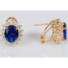 Серьги со шпинелью "Овал в цирконах"