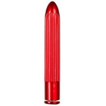 Dream Toys Красный классический вибратор с ребрышками METALLIX BELICOSO RIBBED VIBRATOR - 11,5 см. (красный)