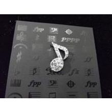 Брошь Нота 8-ка в стразах 2,3 см. серебро золото