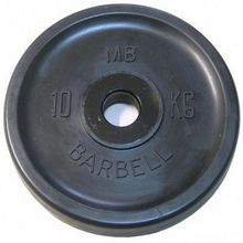 Диск обрезиненный черный МВ Barbell 10 кг, евро-классик