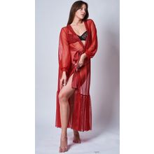 NG Designer Длинный сетчатый халат с рукавами и поясом (S-M-L   красный)