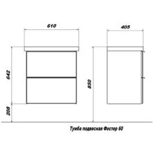 Тумба подвесная Sanstar Фостер 60 2 ящ, белая (ум-к Фостер 60)
