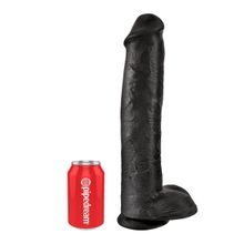 Pipedream Чёрный фаллоимитатор-гигант 15  Cock with Balls - 40,6 см. (черный)