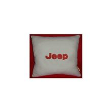  Подушка Jeep белая вышивка красная