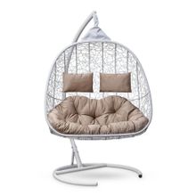 Кресло кокон подвесное SEVILLA TWIN белое + каркас