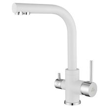 Смеситель Paulmark Essen Es213011-431 для кухни с изливом для фильтра белый, хром