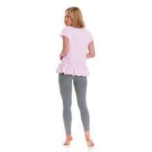Хлопковая пижама с футболкой в полоску (р. L, серый с розовым)