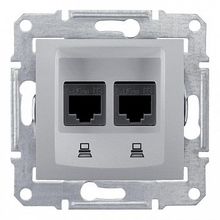 Розетка компьютерная 2xRJ45 Cat.5 SEDNA, алюминий |  код. SDN4400160 |  Schneider Electric