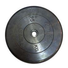 Диск MB Barbell Atlet обрезиненный черный d-26mm 15кг