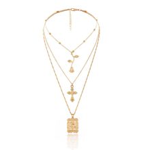 Многослойное колье "Крест и цветы" (арт. 81028-2)